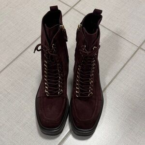 Sam Edelman Burgundy Lace-Up Boots